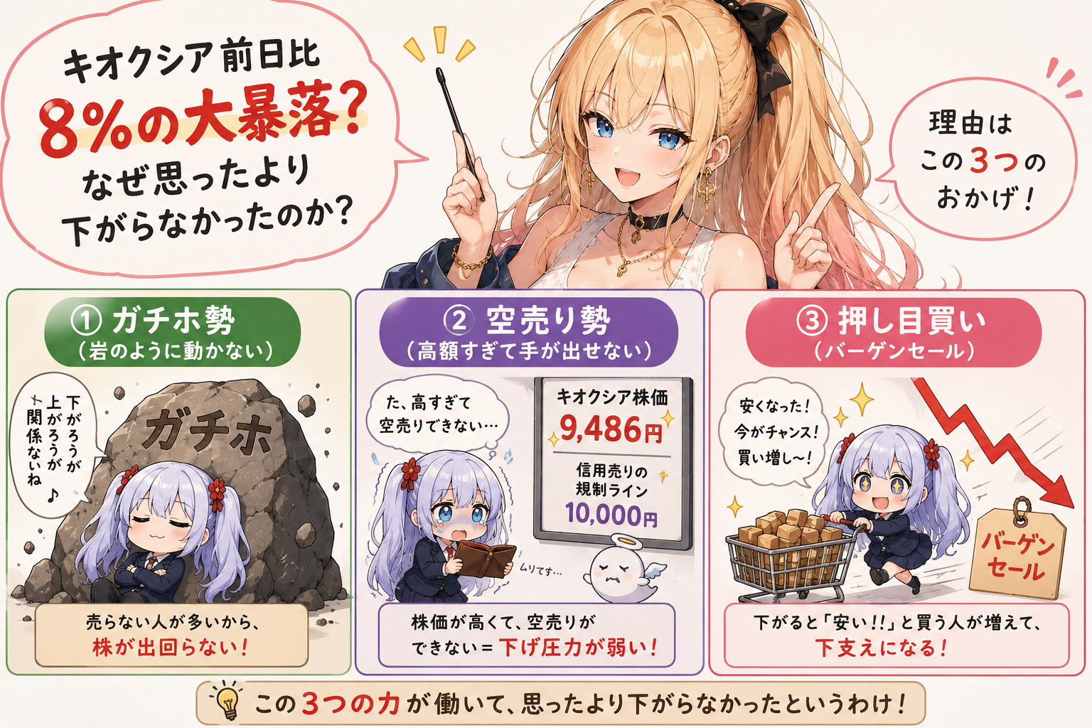 キオクシアが下がらなかった3つの考察図解