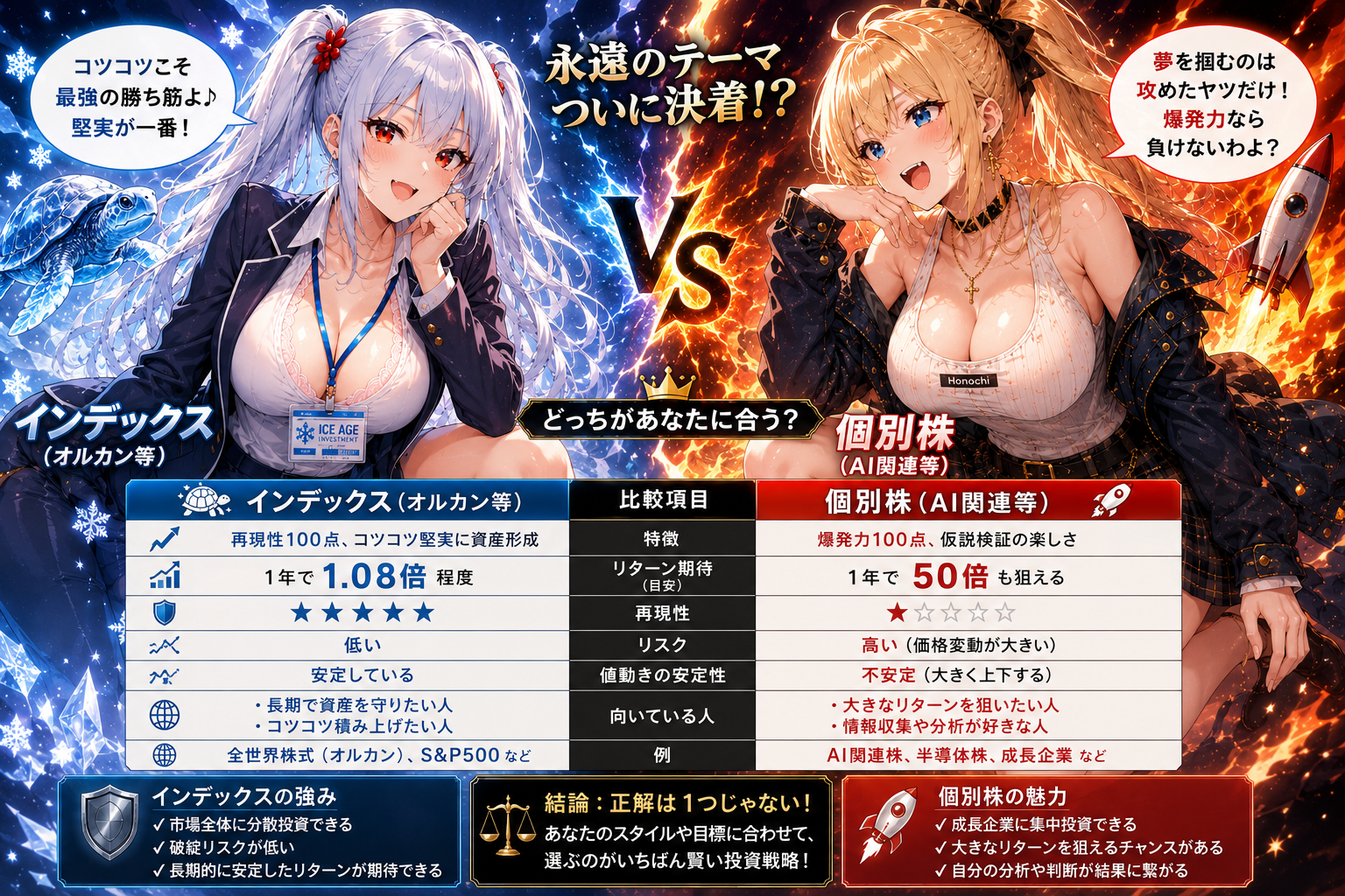 新NISA インデックス 個別株 比較 図解 キオクシア