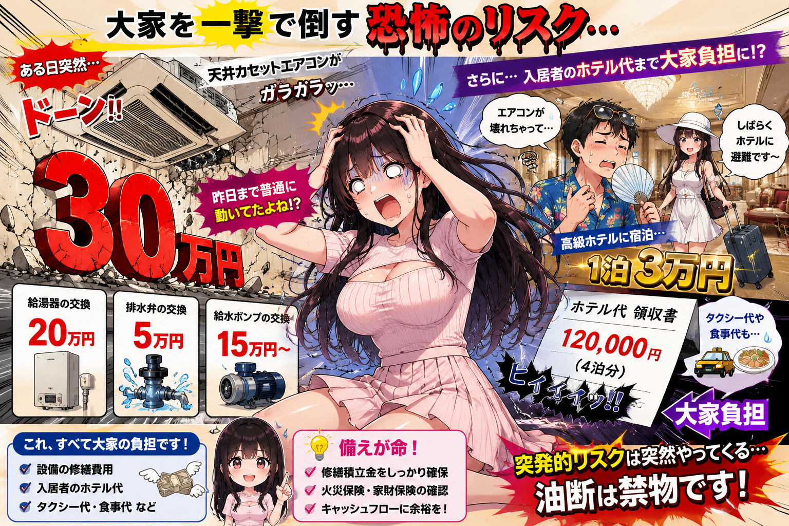 大家を一撃で倒す恐怖のリスク…ホテル代まで大家負担！？
