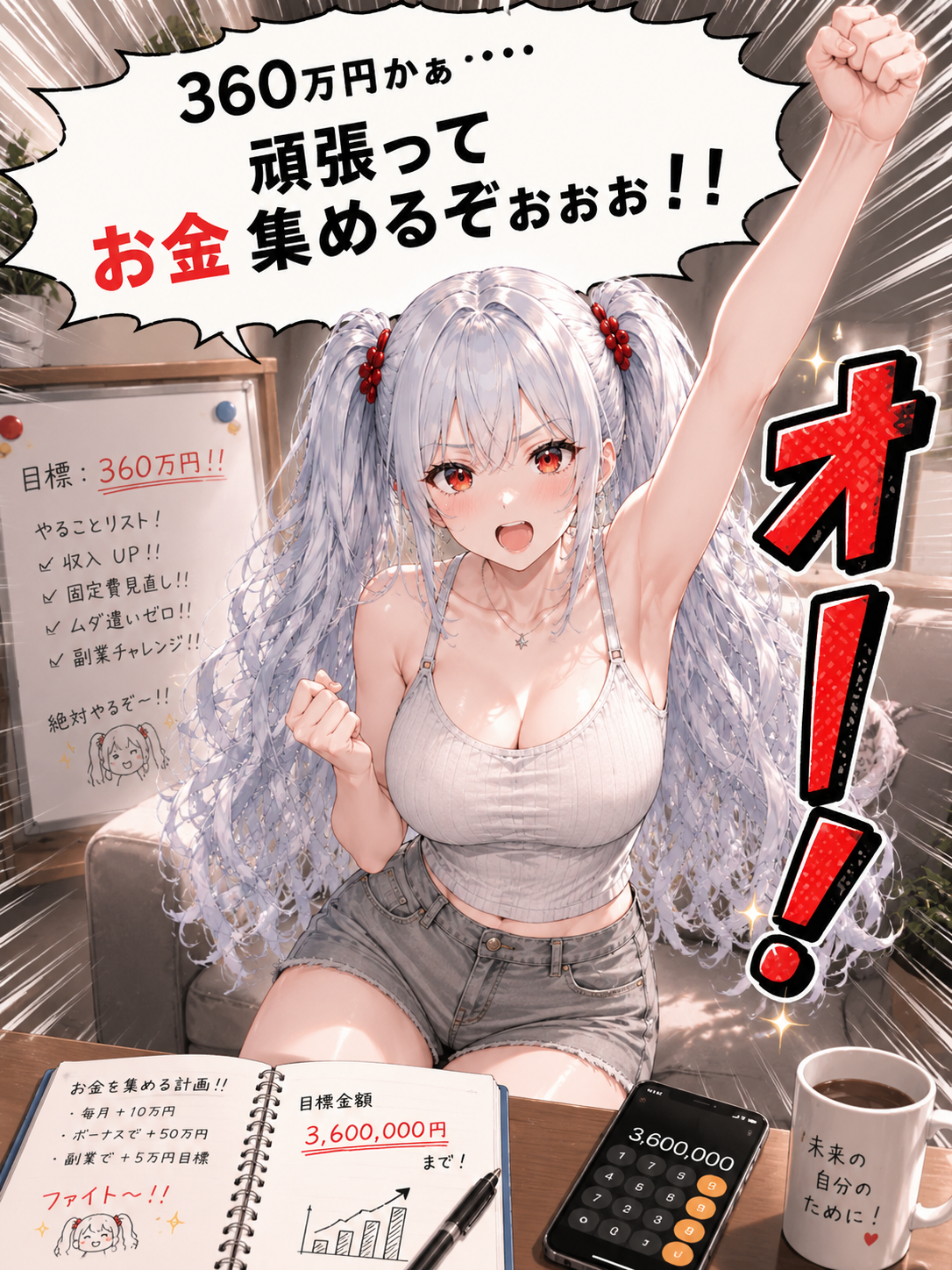 新NISA満額360万円を集める決意をするイラスト